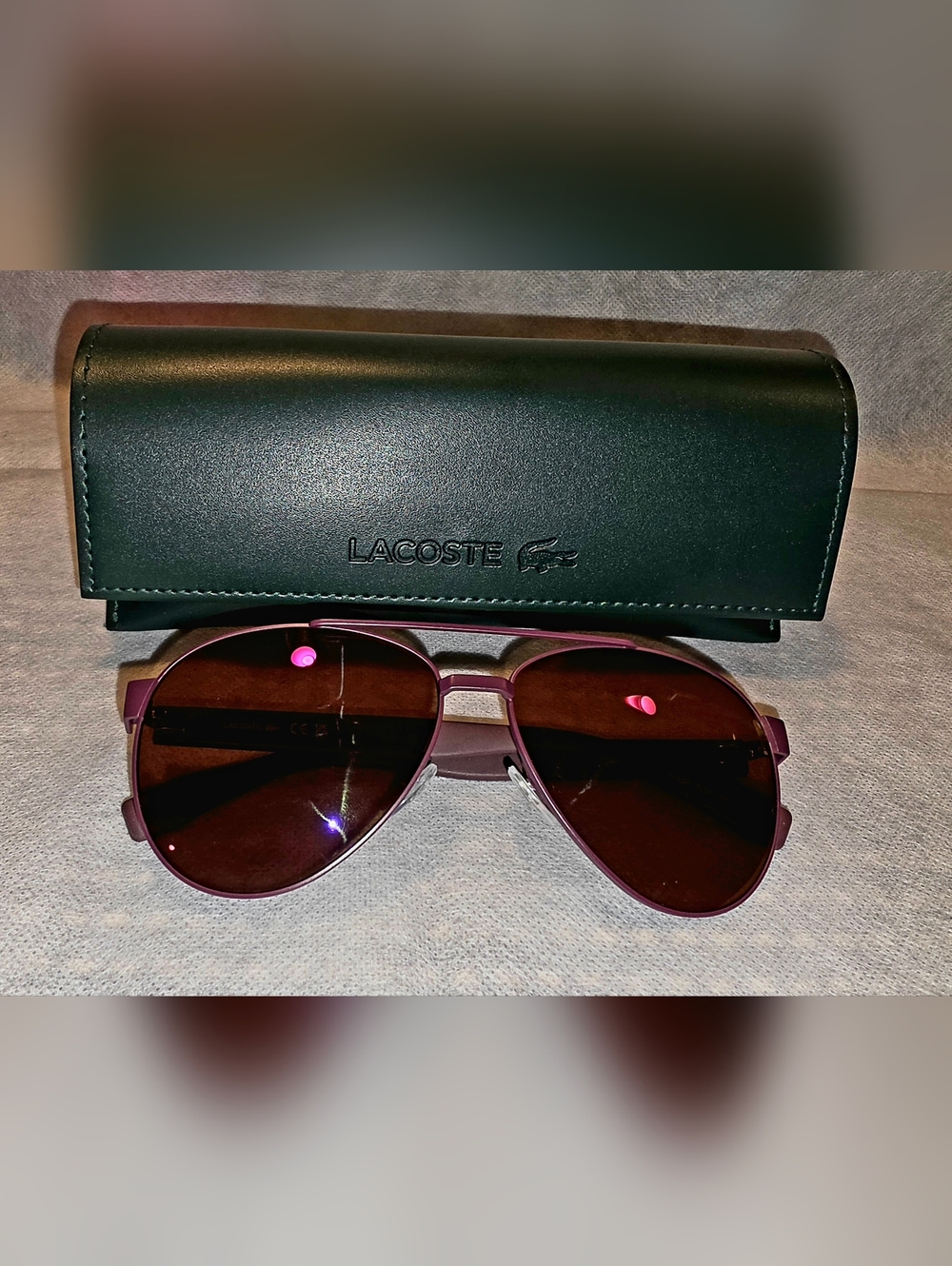 Lacoste Purple Aviator Sunglasses with Black Case